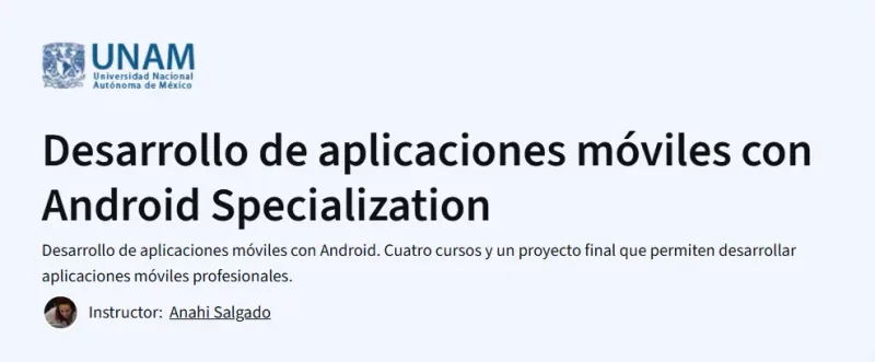 Desarrollo de aplicaciones móviles con Android Specialization course