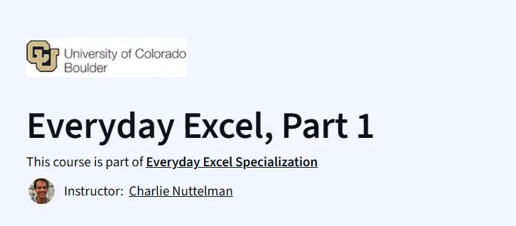 Everyday Excel, Part 1 Course