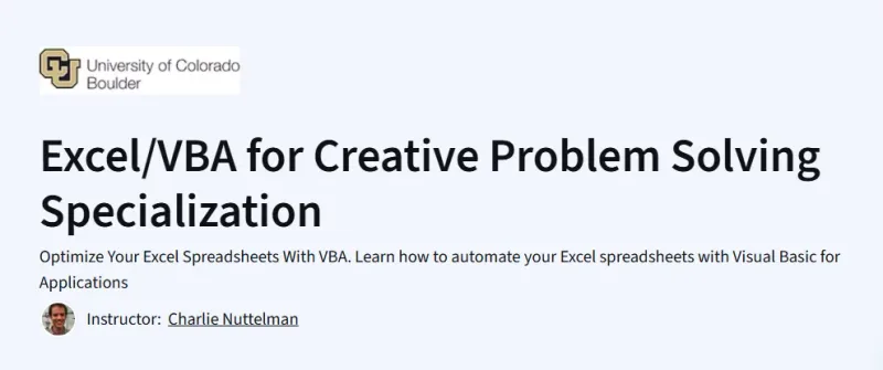 Excel/VBA for Creative Problem Solving Specialization Course