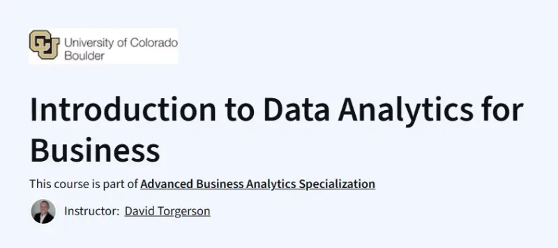 Introduction to Data Analytics for Business Course