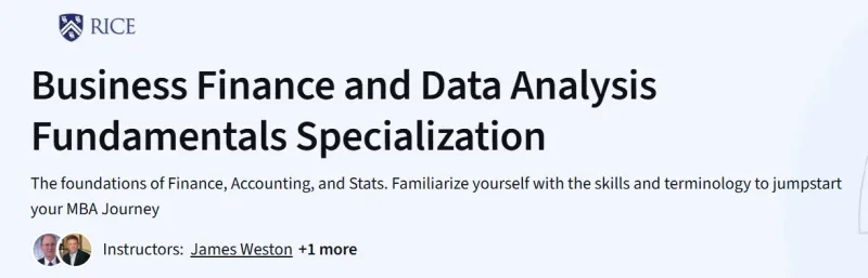 Business Finance and Data Analysis Fundamentals Specialization course