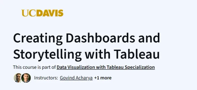 Creating Dashboards and Storytelling with Tableau course