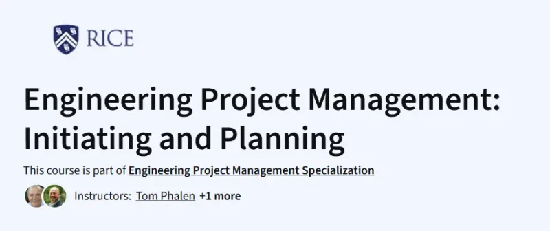 Engineering Project Management: Initiating and Planning course