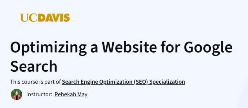 Optimizing a Website for Google Search course