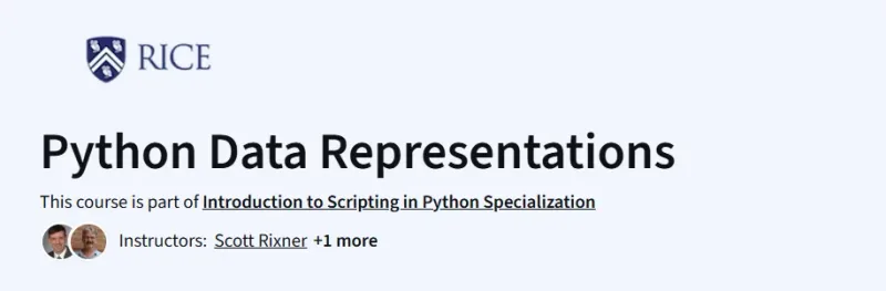 Python Data Representations course