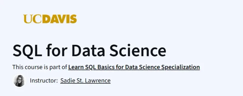 SQL for Data Science course