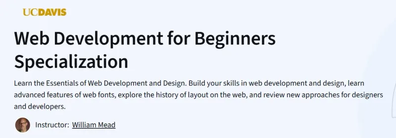 Web Development for Beginners Specialization Course