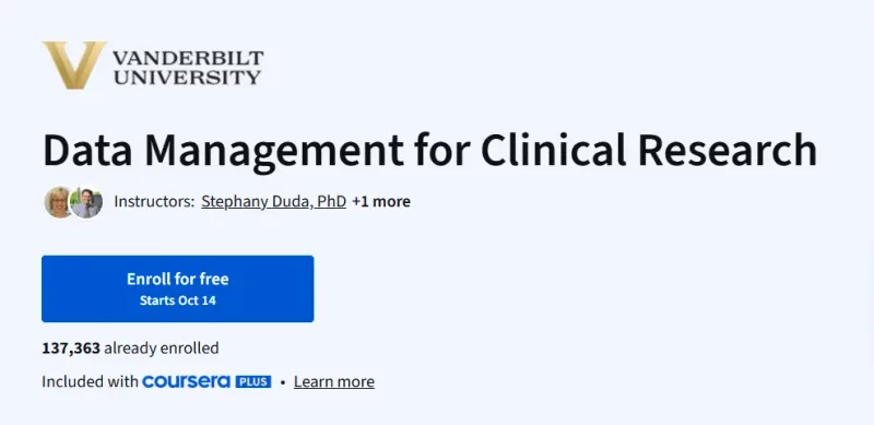 Data Management for Clinical Research course