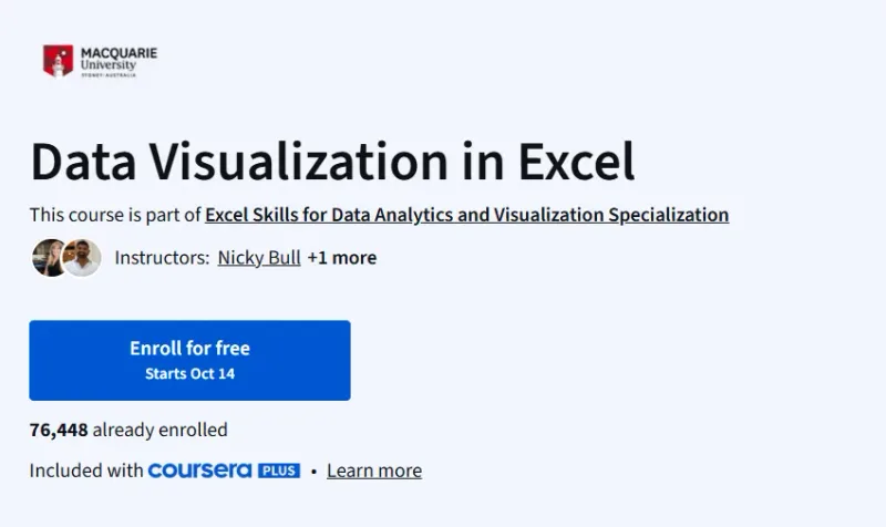 Data Visualization in Excel course