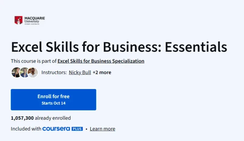 Excel Skills for Business: Essentials course