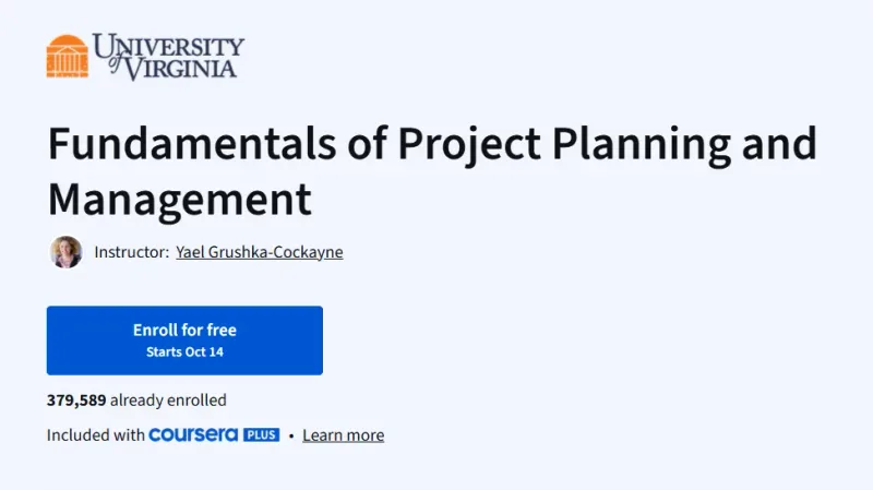 Fundamentals of Project Planning and Management course