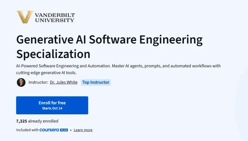 Generative AI Software Engineering Specialization course