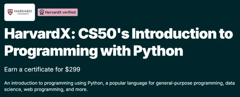 HarvardX: CS50’s Introduction to Programming with Python course