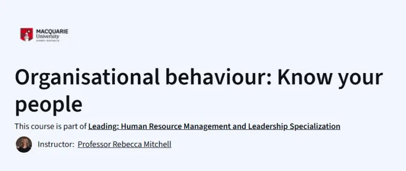 Organisational behaviour: Know your people course