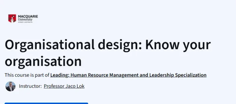 Organisational design: Know your organisation course