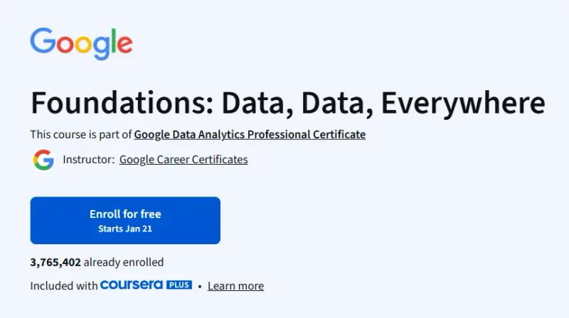 Foundations: Data, Data, Everywhere course
