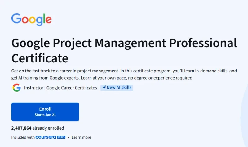 Google Project Management course