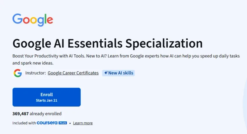 Google AI Essentials course