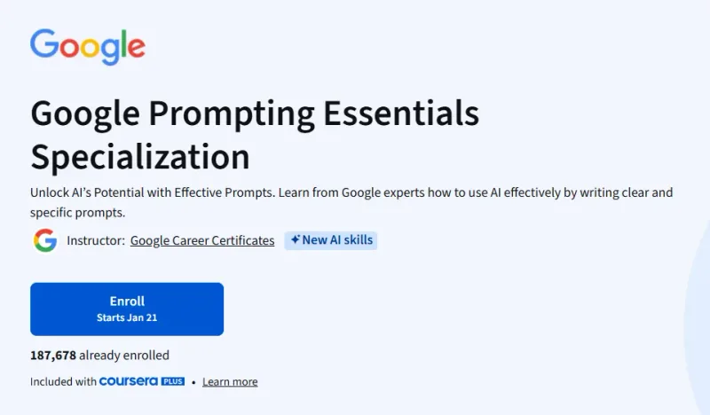 Google Prompting Essentials course