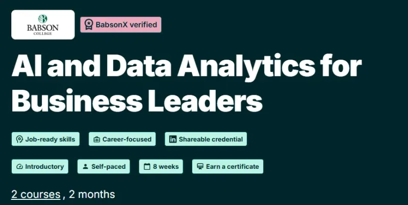 AI and Data Analytics for Business Leaders course