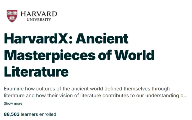 HarvardX: Ancient Masterpieces of World Literature course