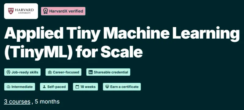 Applied Tiny Machine Learning (TinyML) for Scale course