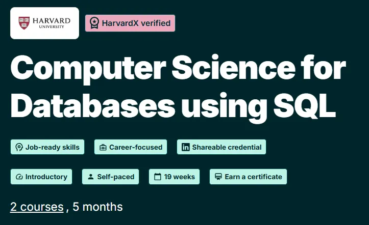 Computer Science for Databases using SQL course