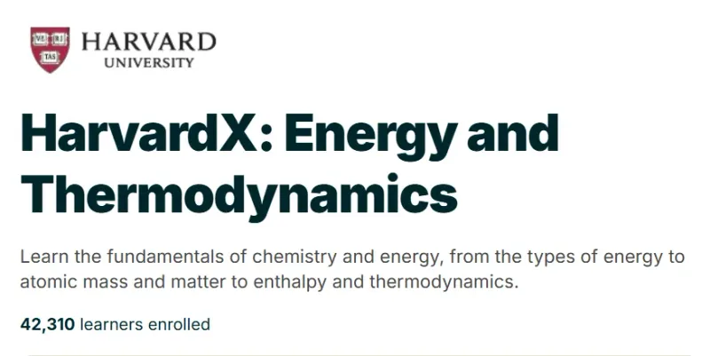 HarvardX: Energy and Thermodynamics course
