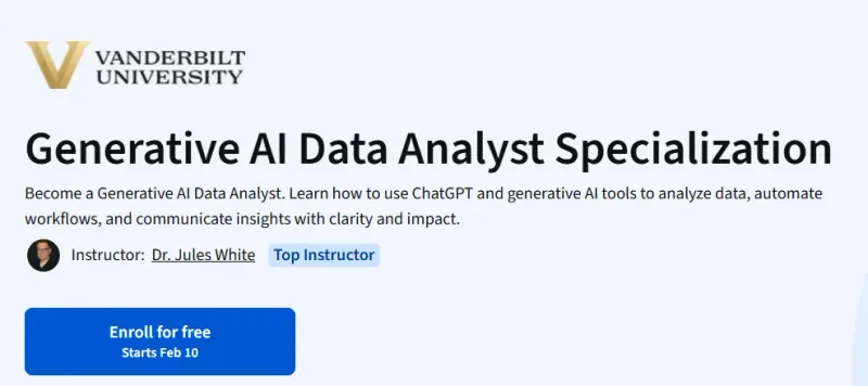Generative AI Data Analyst Specialization course