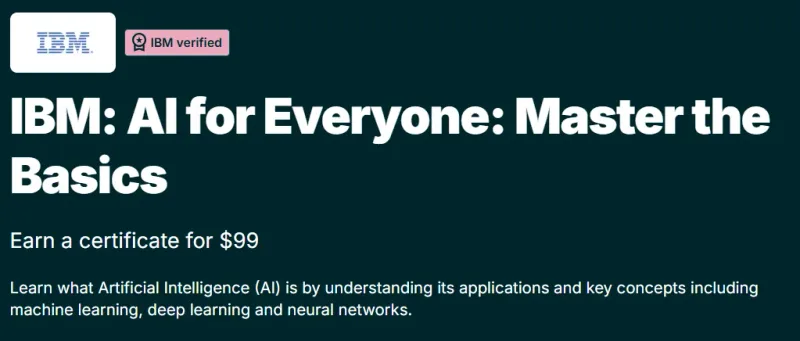IBM: AI for Everyone: Master the Basics course