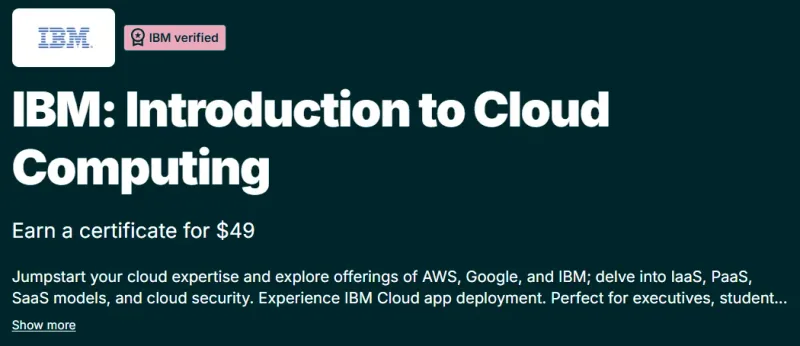 IBM: Introduction to Cloud Computing course