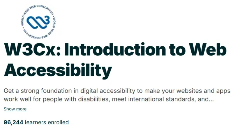 W3Cx: Introduction to Web Accessibility course