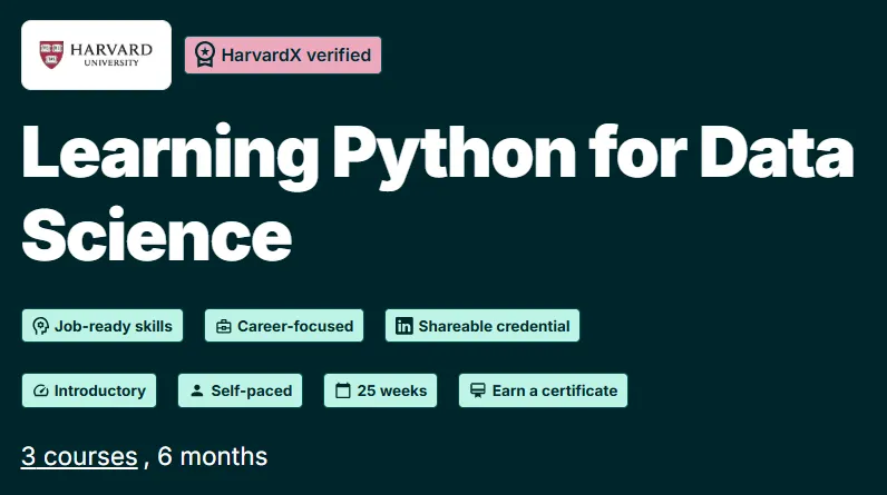 Learning Python for Data Science course