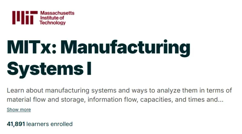 MITx: Manufacturing Systems I course