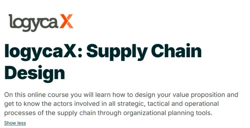 logycaX: Supply Chain Design course