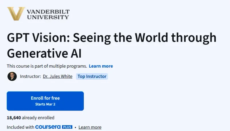 GPT Vision: Seeing the World through Generative AI course