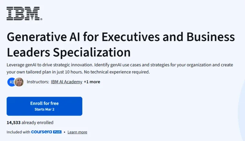 Generative AI for Executives and Business Leaders Specialization course