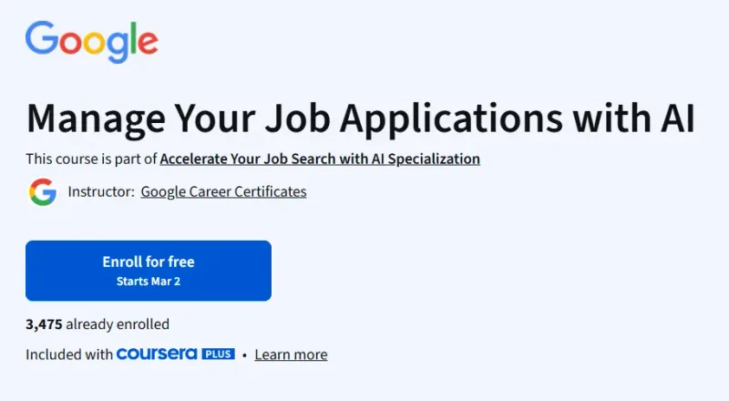 Manage Your Job Applications with AI course