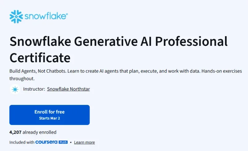 Snowflake Generative AI Professional Certificate course