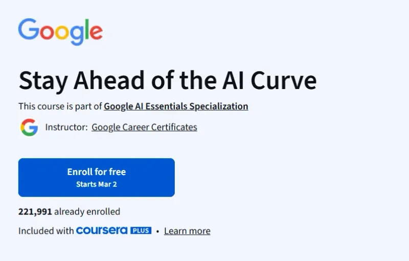 Stay Ahead of the AI Curve course