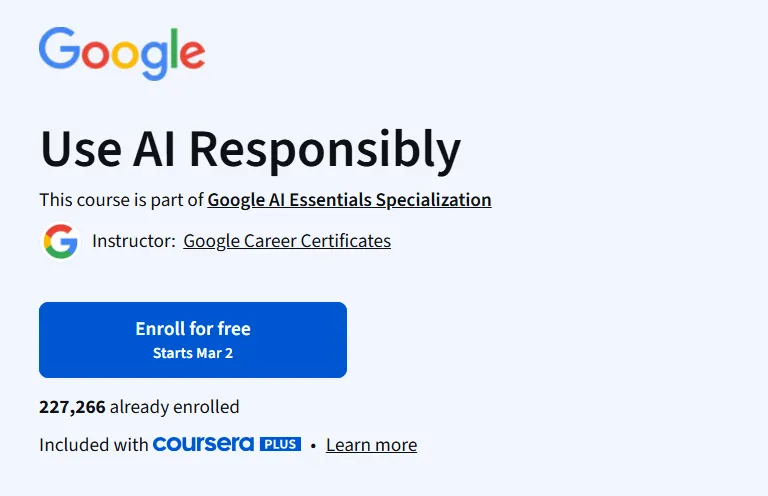 Use AI Responsibly course